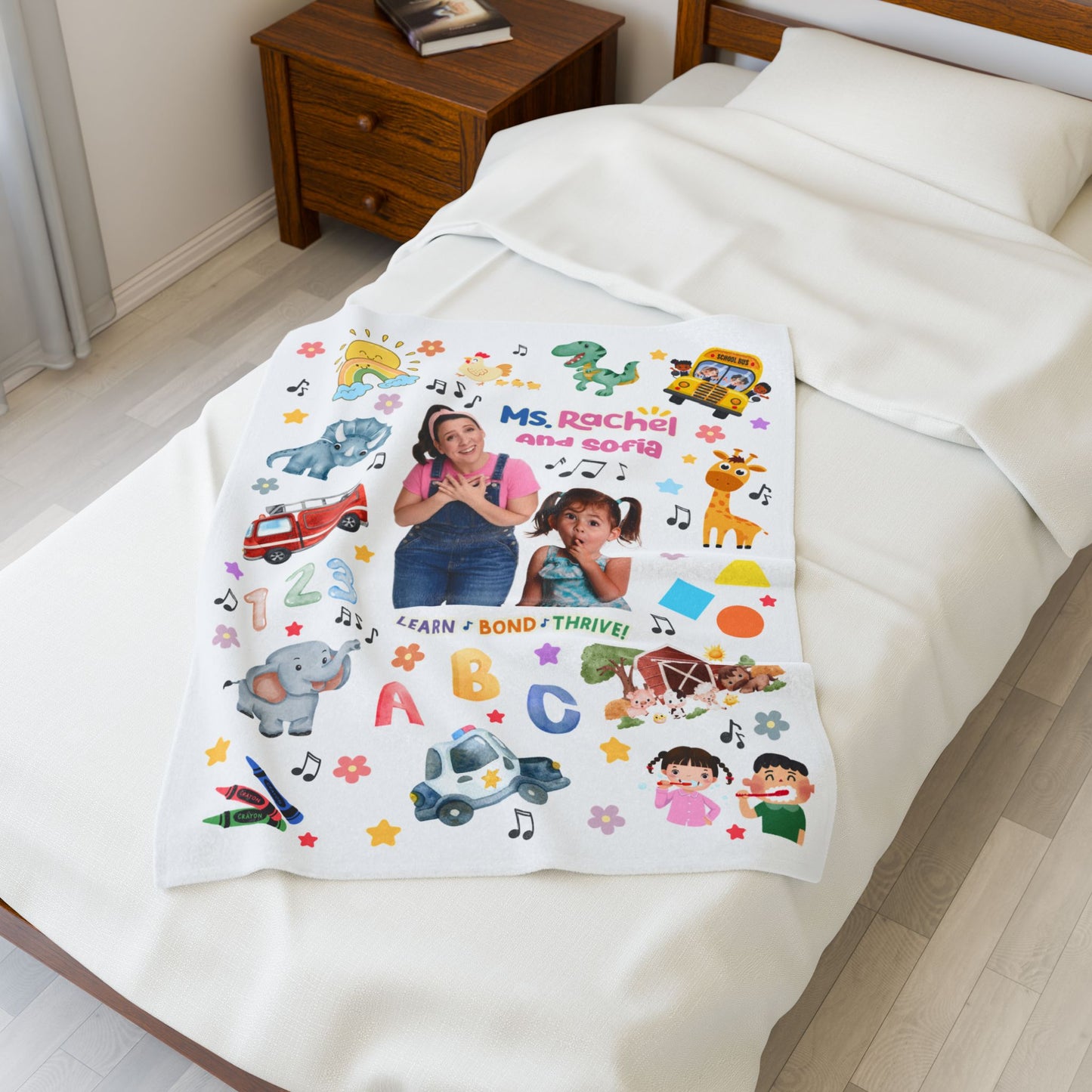 Personalized Miss Rachel Blanket, Custom Photo and Name Kids Blanket, Birthday Gift, Cozy Learning Blanket, Childrens Gift, Toddler Blanket