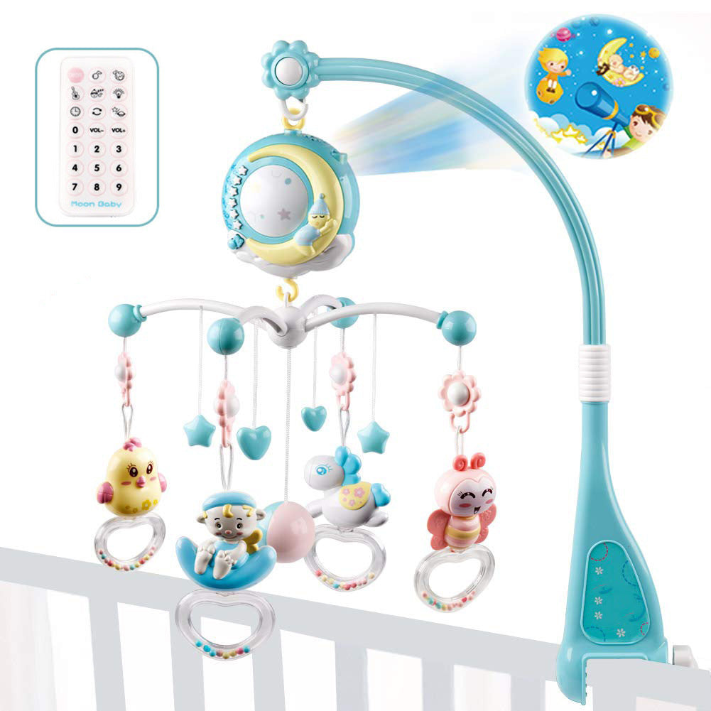 Baby Musical Crib Mobile with Projector Lights, Hanging Rotating, Teether Rattle Baby Sleeping Training Toy
