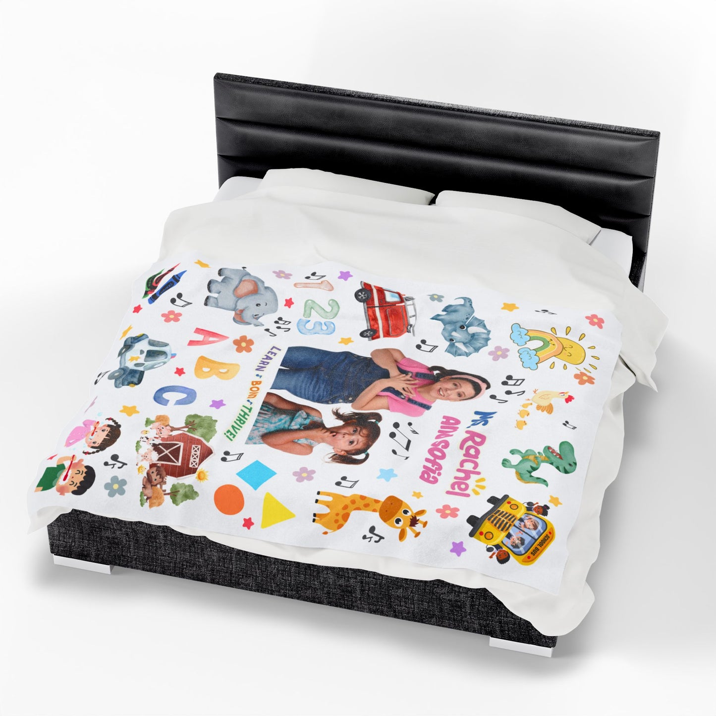 Personalized Miss Rachel Blanket, Custom Photo and Name Kids Blanket, Birthday Gift, Cozy Learning Blanket, Childrens Gift, Toddler Blanket