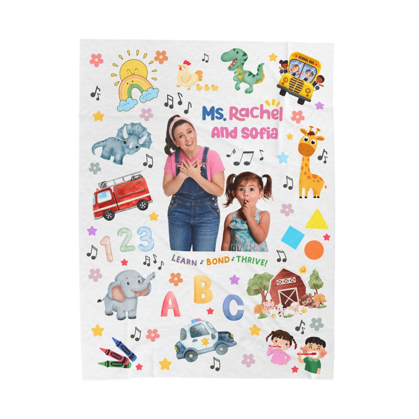 Personalized Miss Rachel Blanket, Custom Photo and Name Kids Blanket, Birthday Gift, Cozy Learning Blanket, Childrens Gift, Toddler Blanket