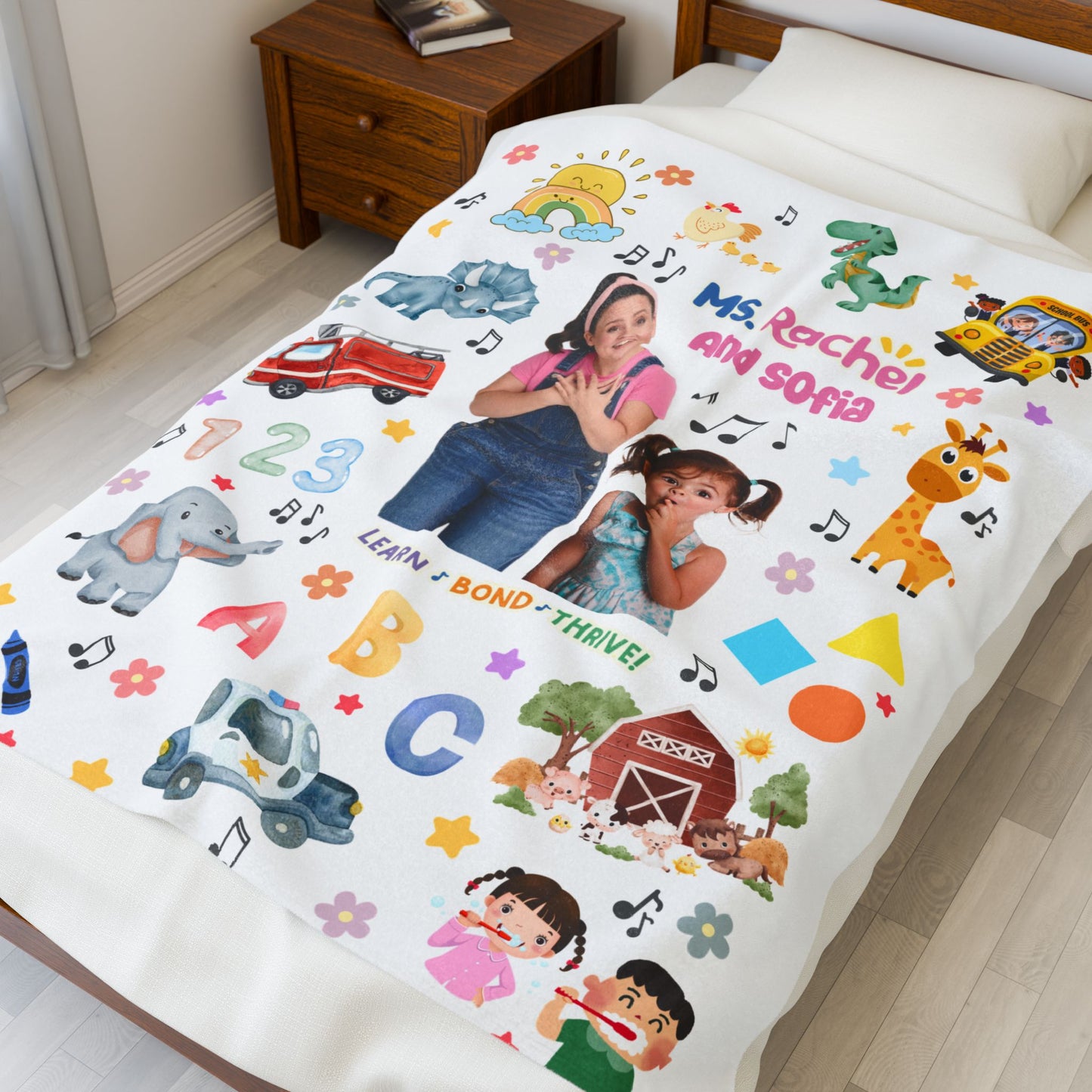 Personalized Miss Rachel Blanket, Custom Photo and Name Kids Blanket, Birthday Gift, Cozy Learning Blanket, Childrens Gift, Toddler Blanket
