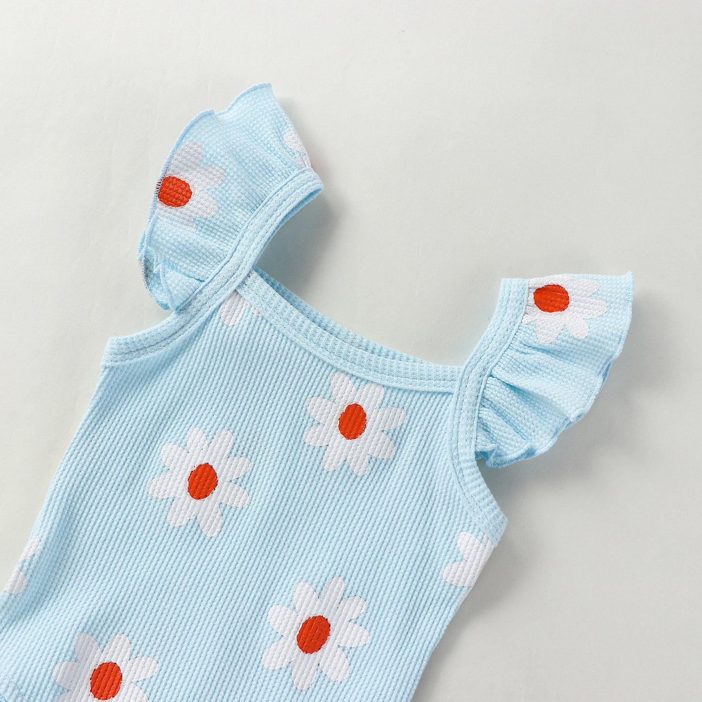 Baby Girl Daisy Print Ruffle Romper & Shorts Set – Cute Summer Outfit