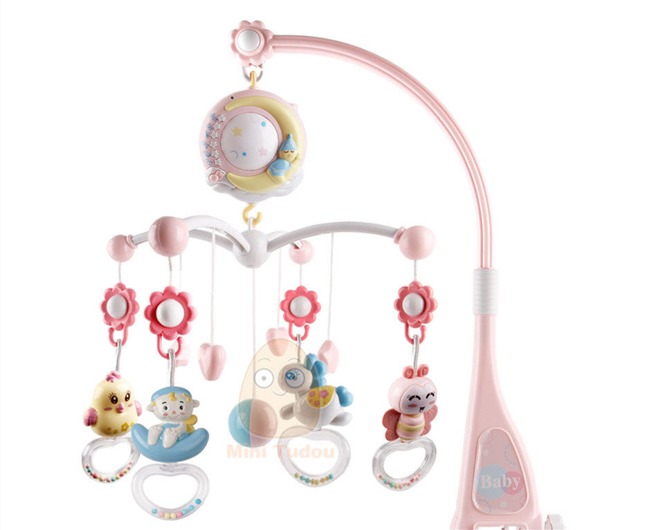 Baby Musical Crib Mobile with Projector Lights, Hanging Rotating, Teether Rattle Baby Sleeping Training Toy