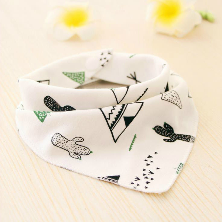 Cute Baby Bandana Bibs, Adjustable Snaps for Newborns & Toddlers Cotton Drool Bibs, Printed Baby Slabber