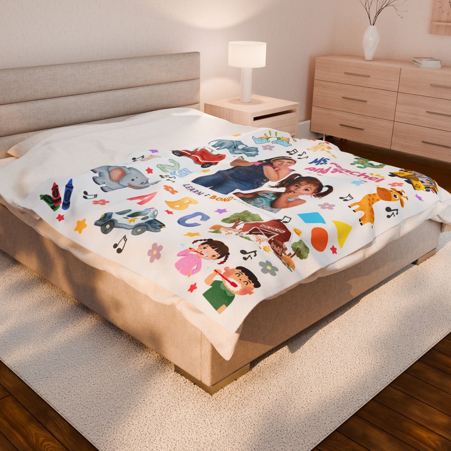 Personalized Miss Rachel Blanket, Custom Photo and Name Kids Blanket, Birthday Gift, Cozy Learning Blanket, Childrens Gift, Toddler Blanket