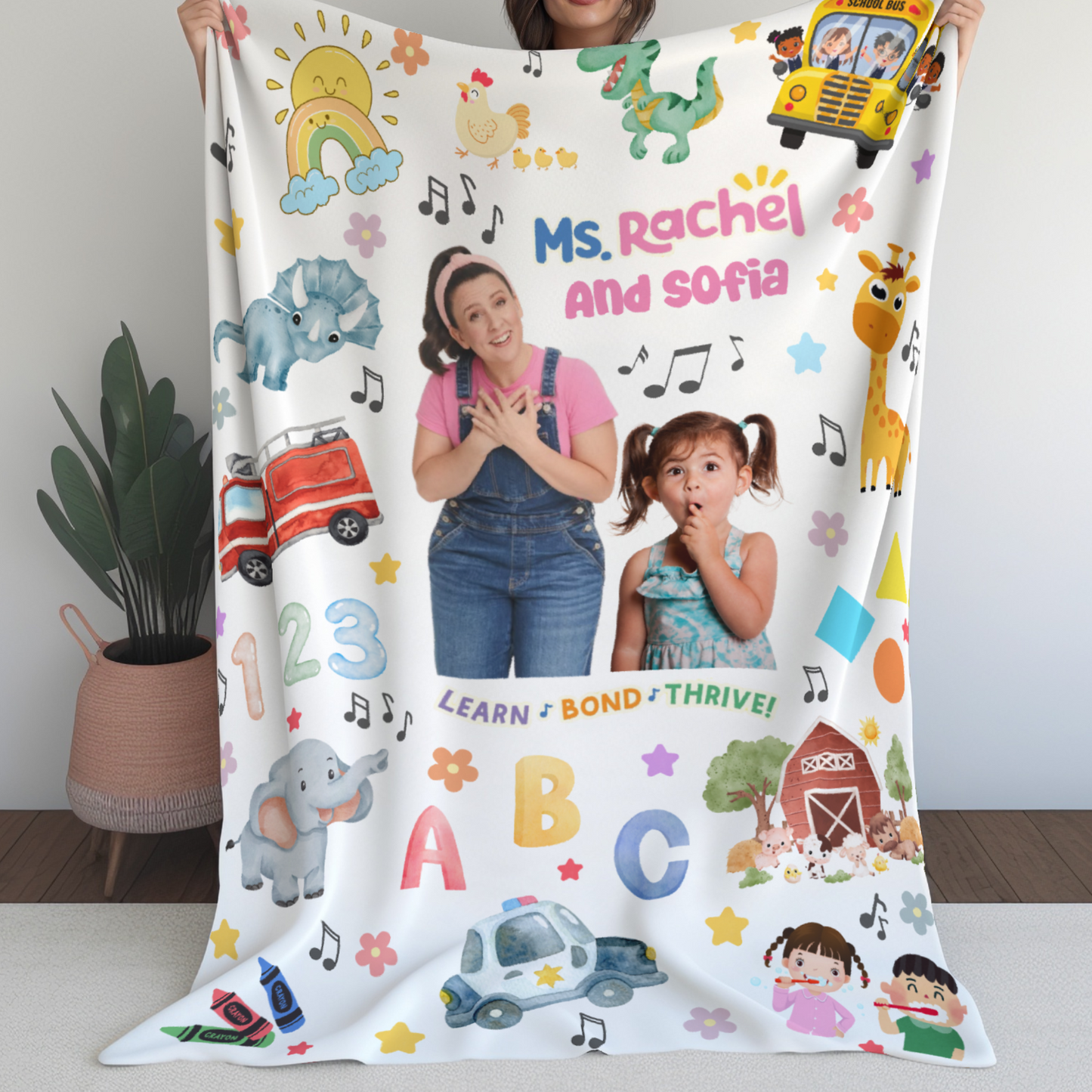 Personalized Miss Rachel Blanket, Custom Photo and Name Kids Blanket, Birthday Gift, Cozy Learning Blanket, Childrens Gift, Toddler Blanket