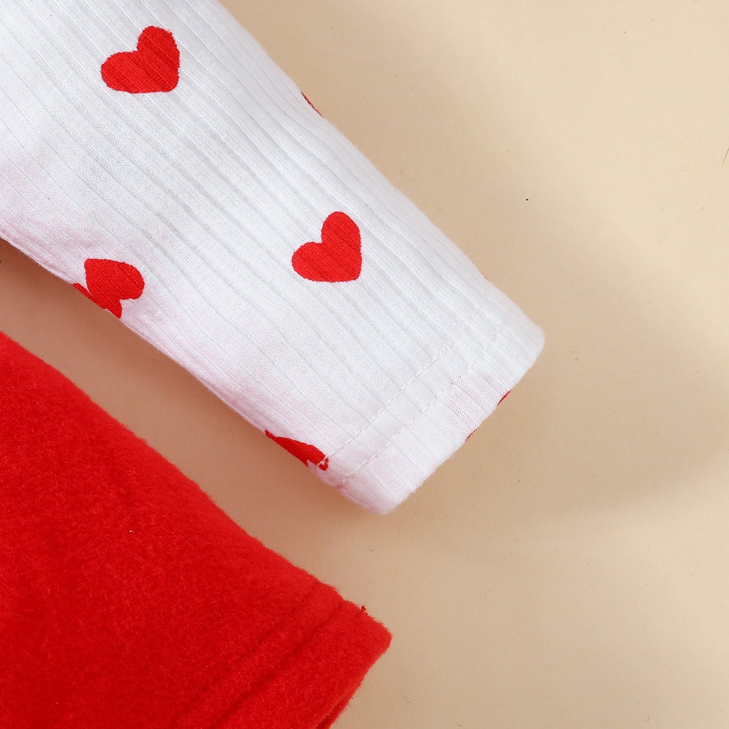 Baby Valentine's Day Long Sleeve Big Love Embroidered Fake Suspenders Triangle Sweet Romper Girl