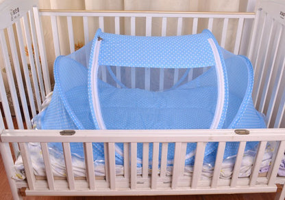 Foldable Baby Mosquito Net Bed with Mattress & Pillow – Portable Infant Travel Crib Tent, Breathable Insect Protection Baby Bed