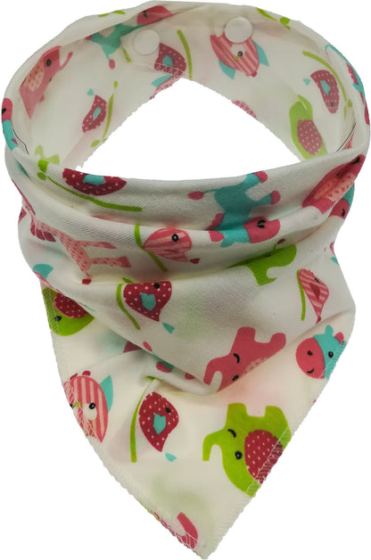 Cute Baby Bandana Bibs, Adjustable Snaps for Newborns & Toddlers Cotton Drool Bibs, Printed Baby Slabber