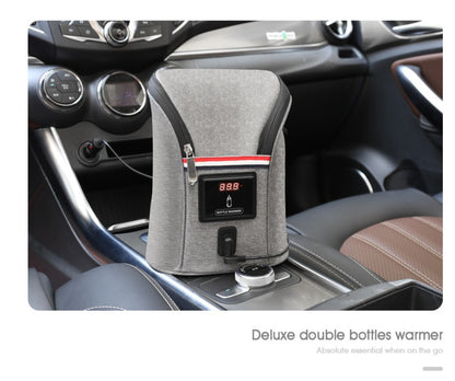 Car USB Baby Bottle Warmer – Portable Travel Milk Warmer with Temperature Display for Breast Milk, Fits Most Bottles