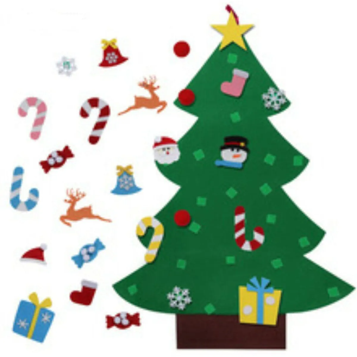 DIY Felt Christmas Tree Set for Kids – Toddler Christmas Tree Decorations Kit, Reusable Holiday Wall Decor & Educational Toy