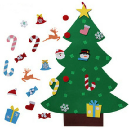 DIY Felt Christmas Tree Set for Kids – Toddler Christmas Tree Decorations Kit, Reusable Holiday Wall Decor & Educational Toy