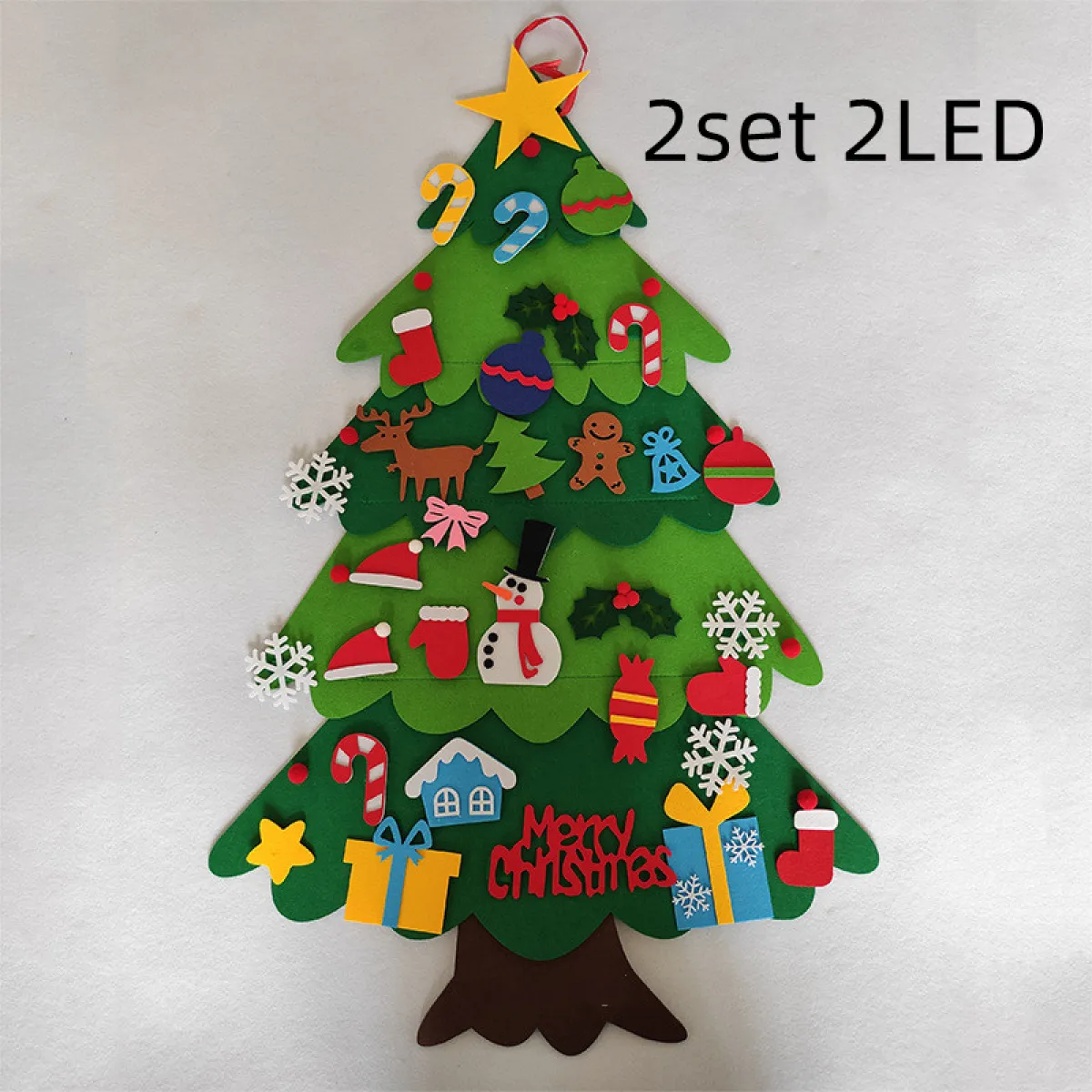 DIY Felt Christmas Tree Set for Kids – Toddler Christmas Tree Decorations Kit, Reusable Holiday Wall Decor & Educational Toy