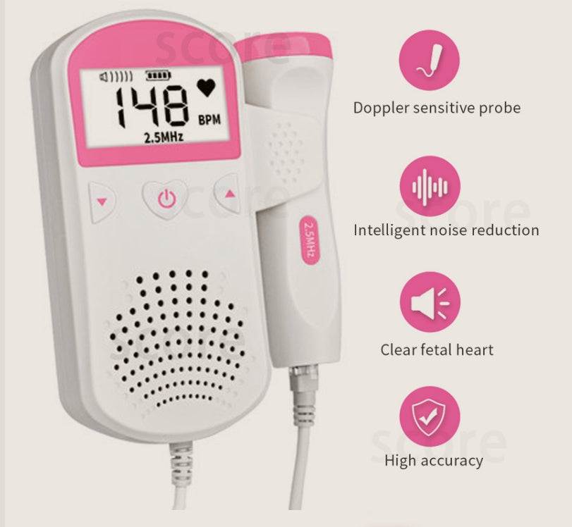 Fetal Heart Rate Monitor for Home Use – Pregnancy Baby Heartbeat Detector, Digital LCD Fetal Doppler, Safe & Easy 12–40 Weeks