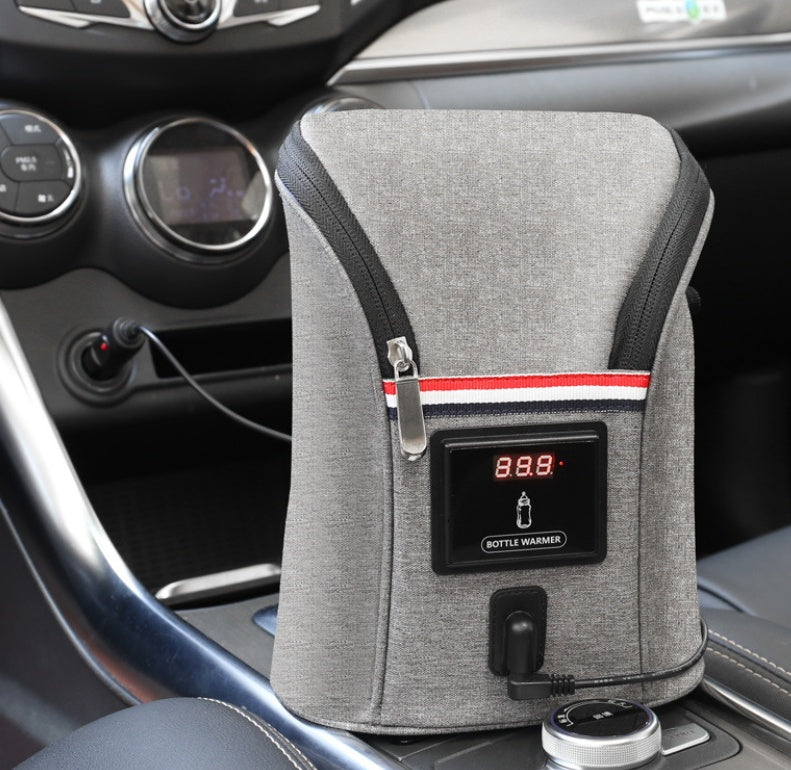 Car USB Baby Bottle Warmer – Portable Travel Milk Warmer with Temperature Display for Breast Milk, Fits Most Bottles