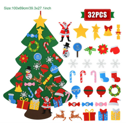 DIY Felt Christmas Tree Set for Kids – Toddler Christmas Tree Decorations Kit, Reusable Holiday Wall Decor & Educational Toy