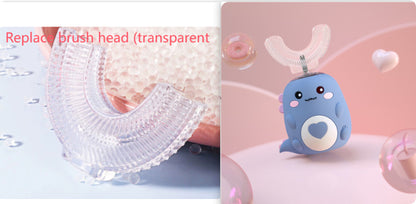 Kids Electric Toothbrush U-Shaped – 360° Automatic Sonic Toothbrush for Children, USB Rechargeable Silicone Baby Toothbrush