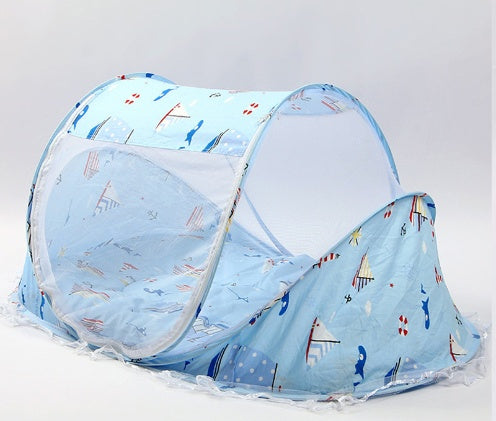 Foldable Baby Mosquito Net Bed with Mattress & Pillow – Portable Infant Travel Crib Tent, Breathable Insect Protection Baby Bed