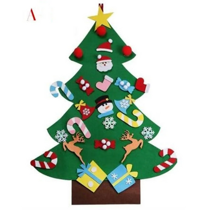 DIY Felt Christmas Tree Set for Kids – Toddler Christmas Tree Decorations Kit, Reusable Holiday Wall Decor & Educational Toy