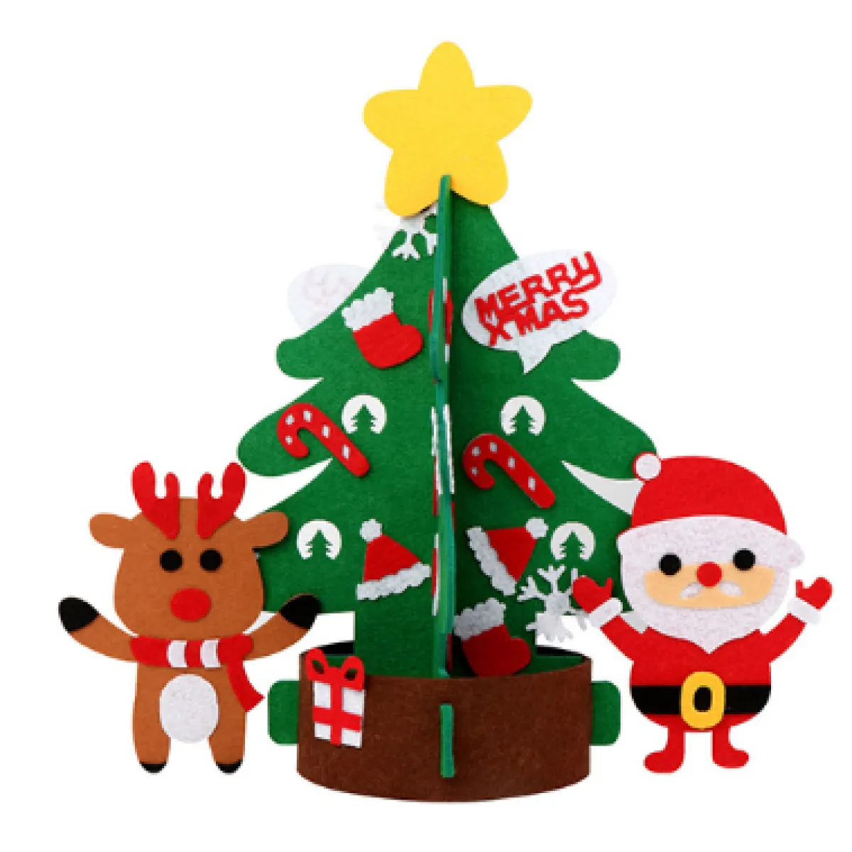DIY Felt Christmas Tree Set for Kids – Toddler Christmas Tree Decorations Kit, Reusable Holiday Wall Decor & Educational Toy