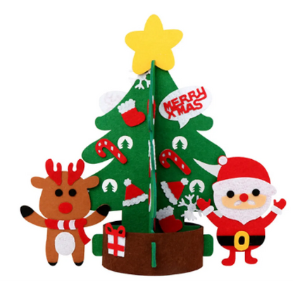 DIY Felt Christmas Tree Set for Kids – Toddler Christmas Tree Decorations Kit, Reusable Holiday Wall Decor & Educational Toy