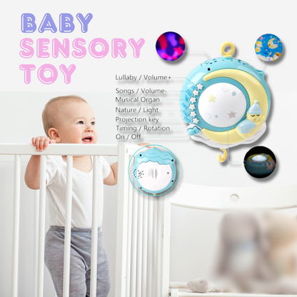 Baby Musical Crib Mobile with Projector Lights, Hanging Rotating, Teether Rattle Baby Sleeping Training Toy