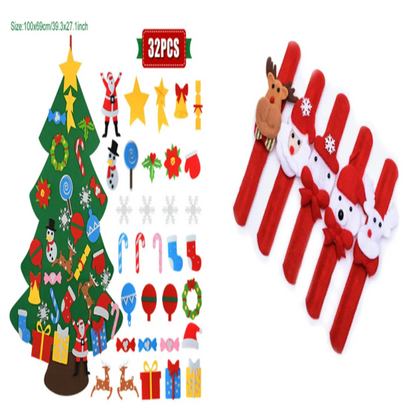 DIY Felt Christmas Tree Set for Kids – Toddler Christmas Tree Decorations Kit, Reusable Holiday Wall Decor & Educational Toy
