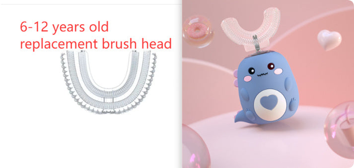 Kids Electric Toothbrush U-Shaped – 360° Automatic Sonic Toothbrush for Children, USB Rechargeable Silicone Baby Toothbrush
