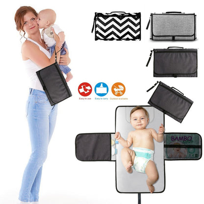 Portable Baby Diaper Changing Pad with Storage – Foldable Waterproof Travel Changing Mat, Compact Nappy Clutch for Newborn & Toddler