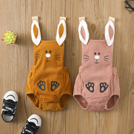 Cute Rabbit Baby Corduroy Bunny Strap Triangle Romper