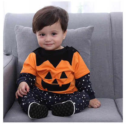 Kids Halloween Costume Set – 4PCS Bat & Pumpkin Outfit for Toddlers, Cute Halloween Dress Up Clothes for Trick-or-Treat & Parties (2T–5T)