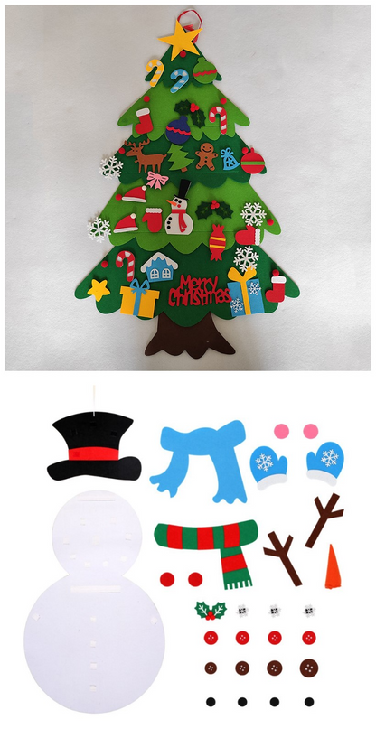 DIY Felt Christmas Tree Set for Kids – Toddler Christmas Tree Decorations Kit, Reusable Holiday Wall Decor & Educational Toy