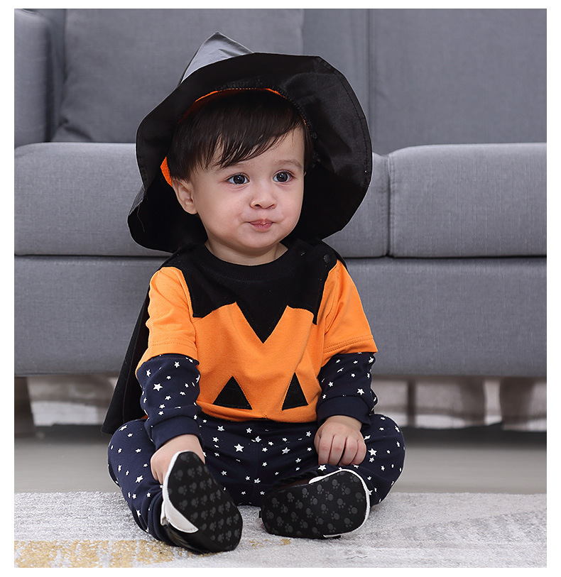Kids Halloween Costume Set – 4PCS Bat & Pumpkin Outfit for Toddlers, Cute Halloween Dress Up Clothes for Trick-or-Treat & Parties (2T–5T)