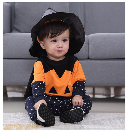 Kids Halloween Costume Set – 4PCS Bat & Pumpkin Outfit for Toddlers, Cute Halloween Dress Up Clothes for Trick-or-Treat & Parties (2T–5T)