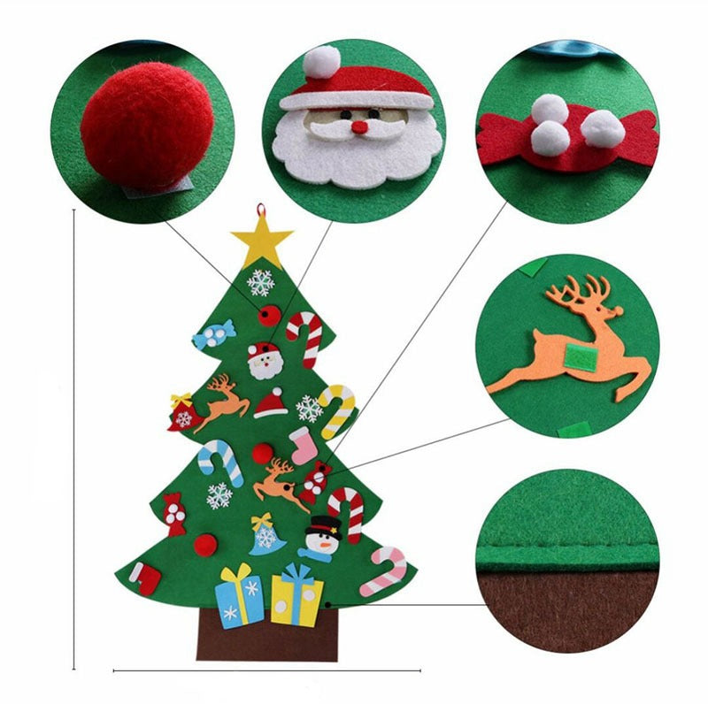 DIY Felt Christmas Tree Set for Kids – Toddler Christmas Tree Decorations Kit, Reusable Holiday Wall Decor & Educational Toy